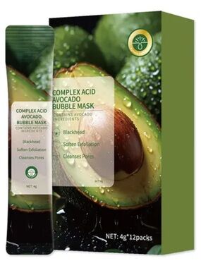 Foaming Complex Acid Avocado Bubble Mask - Green 12 in box with applicator. New